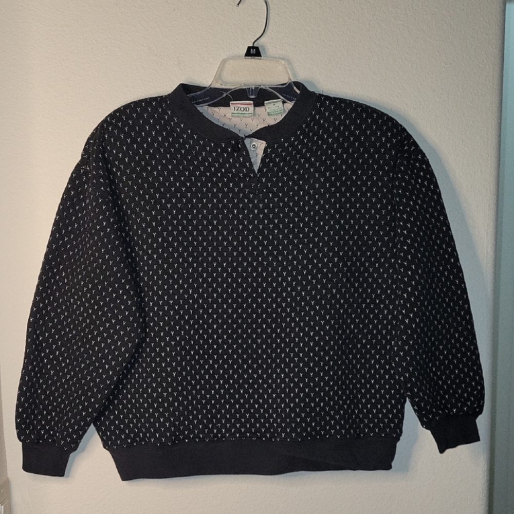 IZOD Vintage Quilted Sweatshirt, Black, M, VGUC